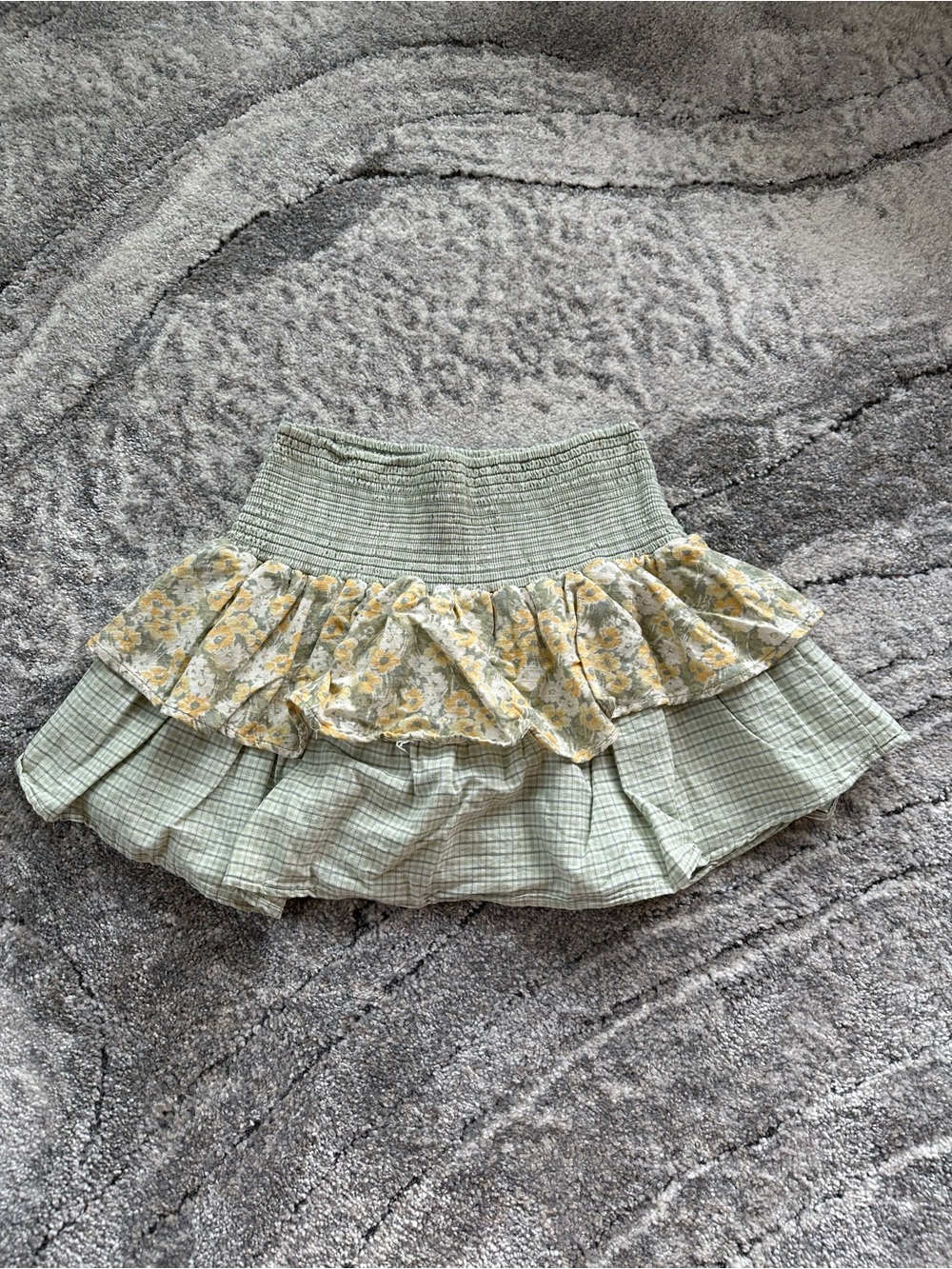 American Eagle Pastel Green Tiered Floral Ruffle Skirt